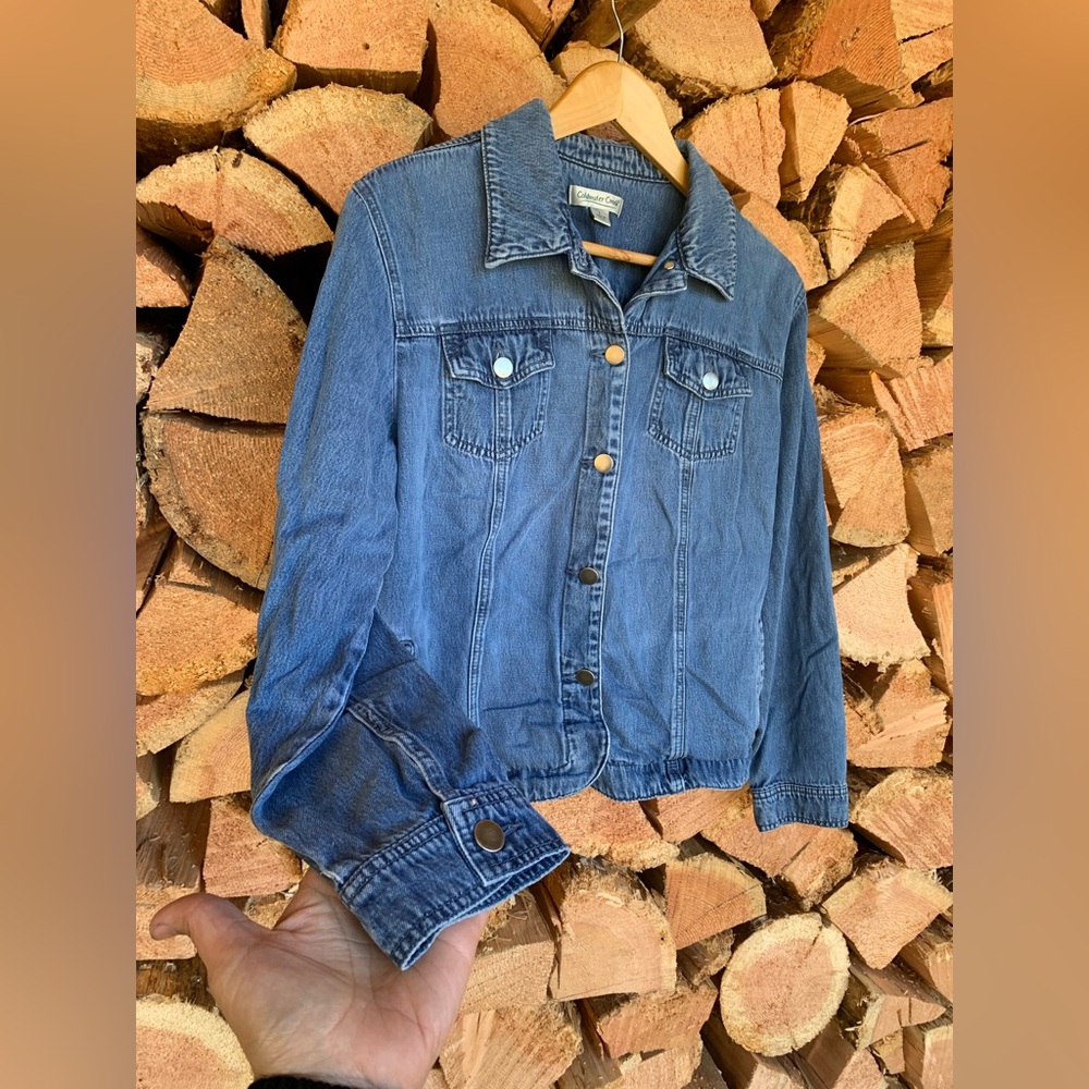 Y2K Women's Large Denim Blue Jean Jacket Retro 90’s Cottagecore Lagenlook 80’s - Picture 2 of 7